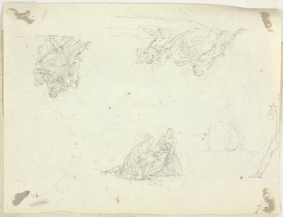 Folha de esboços: Grupos de figuras de Pierre Antoine Mongin