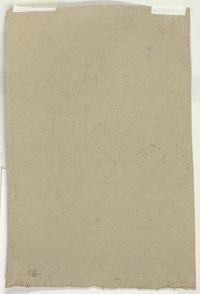 Esboço de copas de árvores e figura de Pierre Antoine Mongin