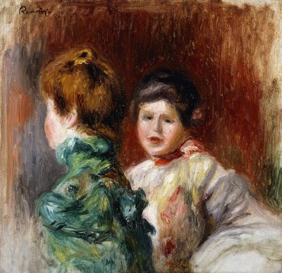 Um esboço das cabeças de duas mulheres; Esboço, Duas Cabeças de Mulher, 1895 de Pierre Auguste Renoir