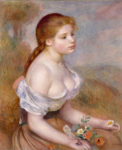 Uma jovem com margaridas de Pierre Auguste Renoir