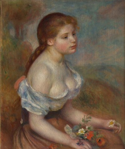 Uma jovem com margaridas, 1889. de Pierre Auguste Renoir