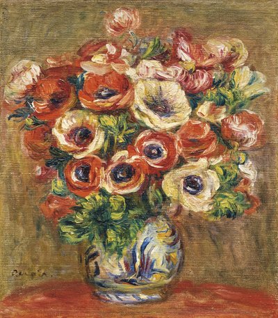 Anêmonas em um vaso, c. 1915 de Pierre Auguste Renoir