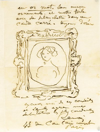 Carta de autógrafos assinada ao Dr. Fritz Thurneyssen, Paris e Les Collettes, 24 de junho de 1908 de Pierre Auguste Renoir