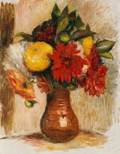 Buquê de flores em um jarro de pedra de Pierre Auguste Renoir