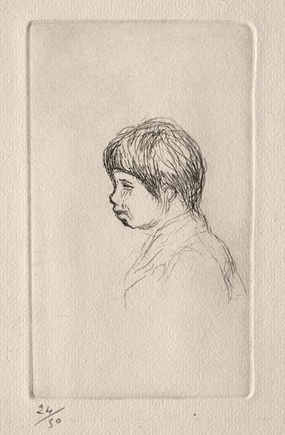 Claude Renoir, de perfil. de Pierre Auguste Renoir