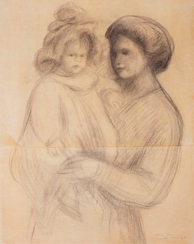Claude Renoir nos braços de sua enfermeira, Renee Jolivet; Claude Renoir nos braços de sua enfermeira, Renee Jolivet, 1903 de Pierre Auguste Renoir