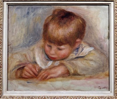 Coco Escritor Pintura de Pierre Auguste Renoir (1841-1919). 1906. Dim. 0,29 x 0,37 m. Lyon, Museu de Belas Artes de Pierre Auguste Renoir