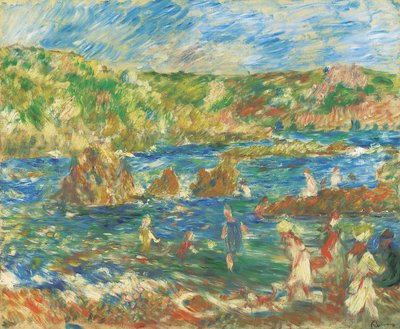 Crianças na praia de Guernsey, c.1883 de Pierre Auguste Renoir