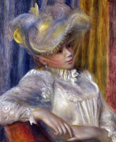 ""Mulher com chapéu"" Pintura de Pierre Auguste Renoir (1841-1919) 1891 Dim 56x46,5 cm Museu Nacional de Arte Ocidental, Tóquio de Pierre Auguste Renoir