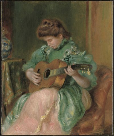Mulher com guitarra, c. 1896-1897 (óleo sobre tela) de Pierre Auguste Renoir