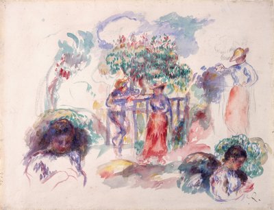 Figuras sob uma árvore, 1880-82. de Pierre-Auguste Renoir