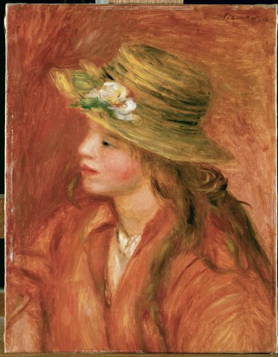 Fillette au chapeau de paille (óleo sobre tela) de Pierre Auguste Renoir