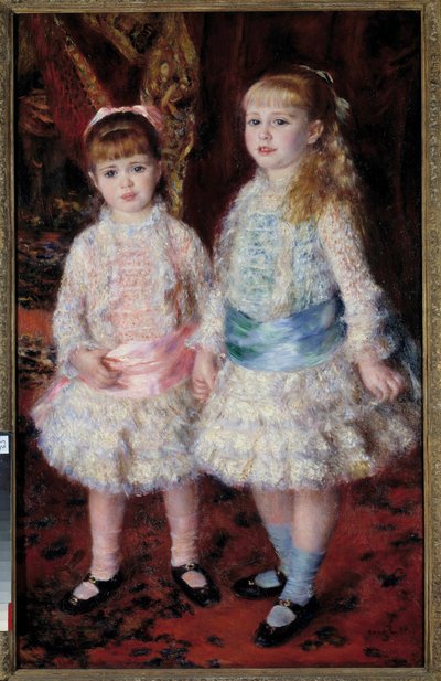 Retrato completo das senhoras Cahen de Antuérpia, filha do banqueiro Louis Cahen de Antuérpia (1837-1922) ou "Pink and Blue". Pintura de Pierre Auguste Renoir (1841-1919) 1881 Dim. 0,74x1,19 m Sao Paolo, museu de arte - Retrato completo do Cahen Dem de Pierre Auguste Renoir