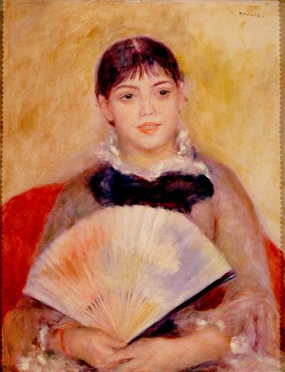 Menina, com, um, ventilador de Pierre Auguste Renoir