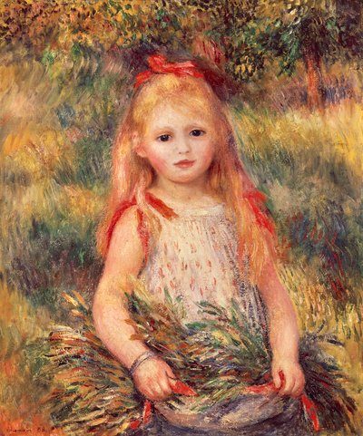 Moça com feixe de milho de Pierre-Auguste Renoir (1841-1919), óleo sobre tela, 65x54 cm de Pierre-Auguste Renoir