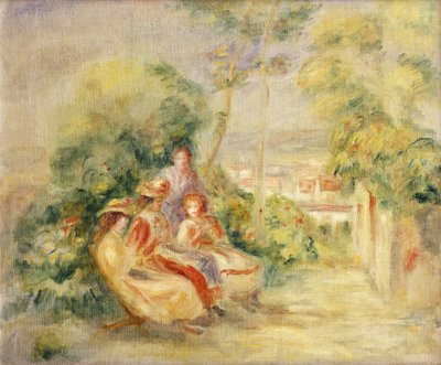 Meninas em um jardim; Meninas em um jardim, c. 1895 de Pierre Auguste Renoir