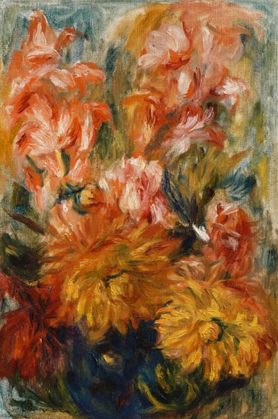 Gladíolos em um vaso azul; Gladíolos em um vaso azul, de Pierre Auguste Renoir