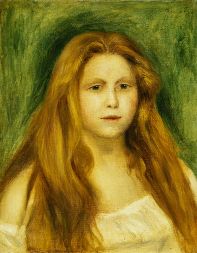 Cabeça de menina; Cabeça de uma jovem garota, 1888 de Pierre Auguste Renoir
