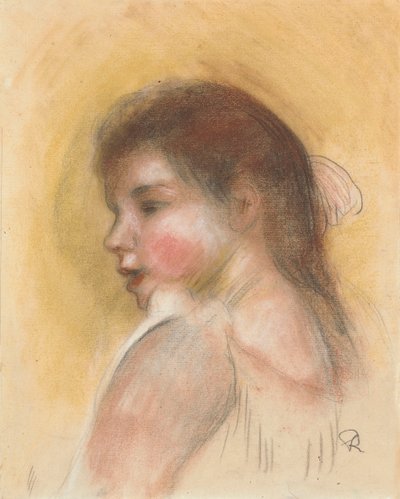 Cabeça de uma jovem garota de perfil; A cabeça da moça no perfil de Pierre Auguste Renoir