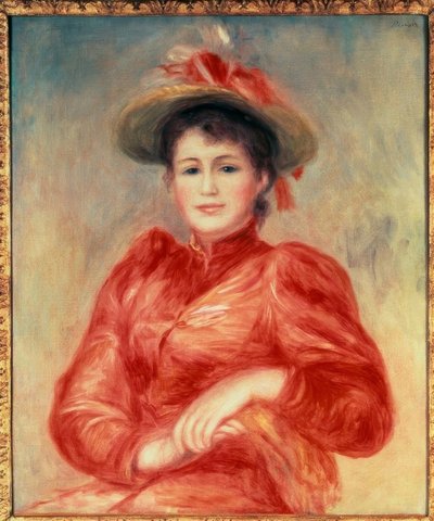 Jovem mulher com corpete vermelho de Pierre-Auguste Renoir