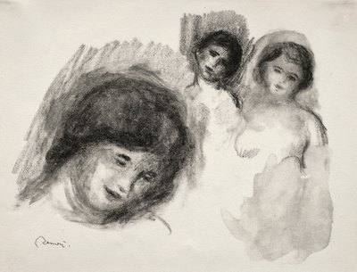 A pedra com três esboços. de Pierre Auguste Renoir