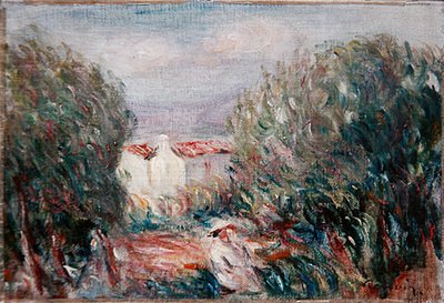 Landscape, c.1900 (óleo a bordo) de Pierre-Auguste Renoir