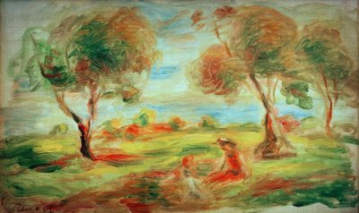 Paisagem em Cagnessur-Mer, com pessoas de Pierre-Auguste Renoir