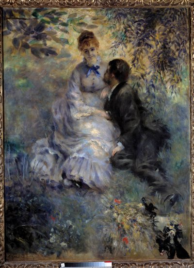 Namorados. Um casal sentado num jardim. Pintura de Pierre Auguste Renoir (1841-1919) de Pierre Auguste Renoir