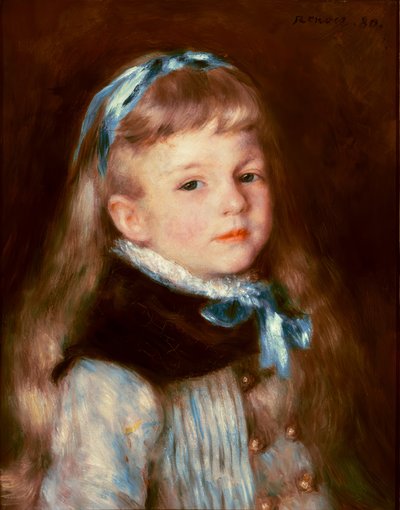 Senhorita Grimprel com fita azul de Pierre-Auguste Renoir