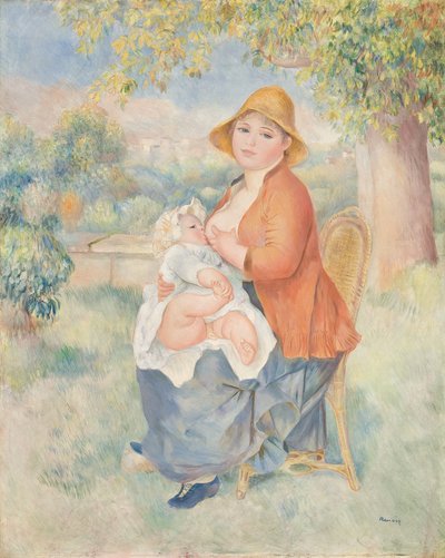 Maternidade ou Mulher a amamentar o seu filho (Madame Renoir e o seu filho) de Pierre Auguste Renoir