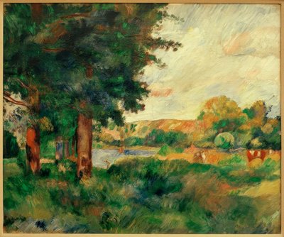 Paisagem da Ile de France com grandes árvores de Pierre Auguste Renoir