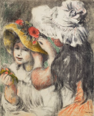Fixando o chapéu, 1898 de Pierre Auguste Renoir