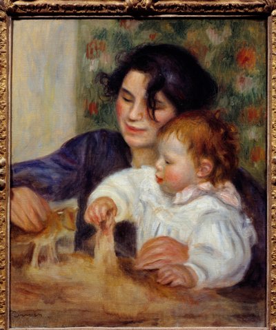 Retrato de Gabrielle e Jean. Retrato do filho do pintor, Jean Renoir (1894-1979), com sua enfermeira Gabrielle Renard (1879-1959). Pintura de Pierre Auguste Renoir (1841-1919) de Pierre Auguste Renoir