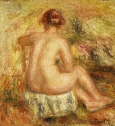 Nu fêmea sentado, vista por trás; Mulher nua sentada, vista traseira, 1917 de Pierre Auguste Renoir
