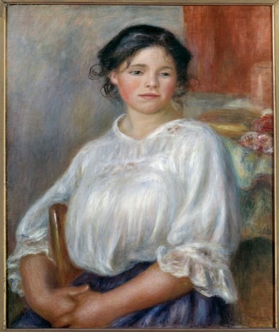Uma rapariga sentada. Por volta de 1909. Pintura de Pierre Auguste Renoir (1841-1919) de Pierre Auguste Renoir
