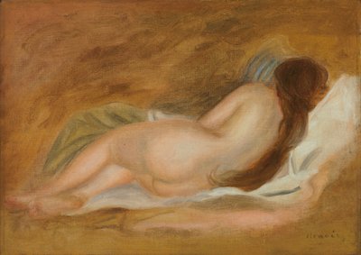 Dormindo nu, vista traseira, fundo ocre; Camada nua, vista de trás, em fundo ocre, c.1885 de Pierre Auguste Renoir