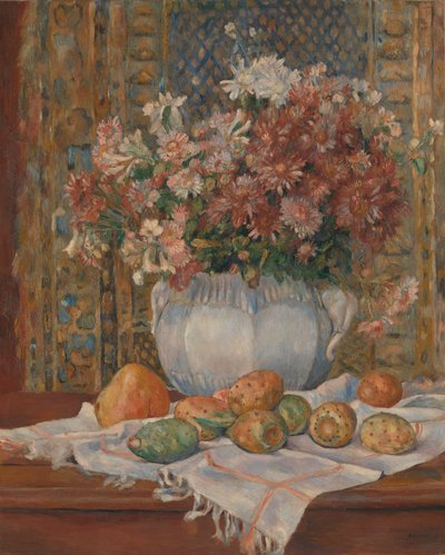 Natureza morta com flores e peras espinhosas, c.1885 (óleo sobre tela) de Pierre Auguste Renoir
