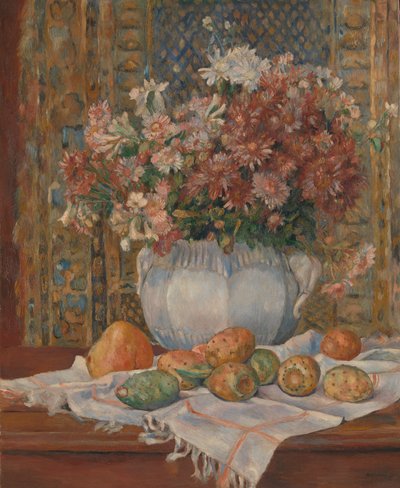 Natureza morta com flores e peras espinhosas, ca. 1885 de Pierre Auguste Renoir