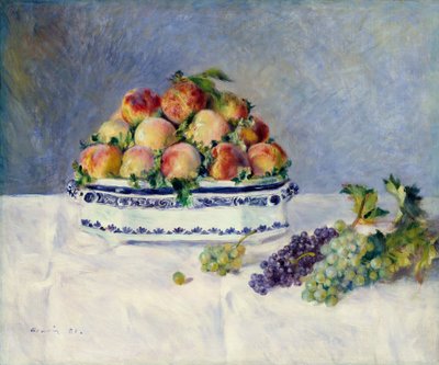 Ainda vida com pêssegos e uvas, 1881. de Pierre Auguste Renoir