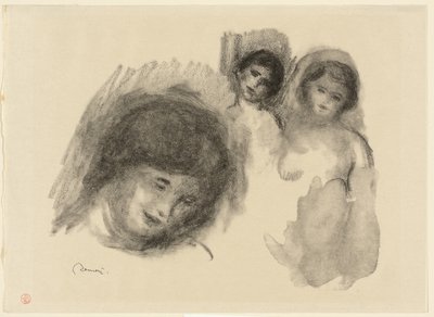Pedra com três esboços de Pierre Auguste Renoir