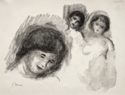 Pedra com três esboços de Pierre-Auguste Renoir