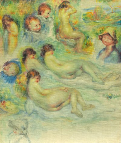 Estudos de Pierre Renoir, sua mãe, Aline Charigot, nus e paisagem, 188586. de Pierre Auguste Renoir