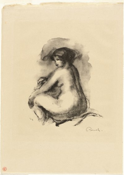 Estudo da Mulher Nua Sentada de Pierre Auguste Renoir