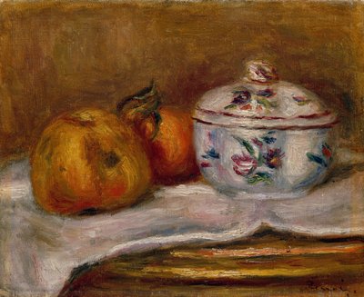 Sugar Bowl, Apple e Orange (óleo sobre tela) de Pierre Auguste Renoir