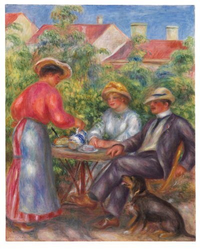 A xícara de chá ou o jardim, c.1906-07 de Pierre Auguste Renoir