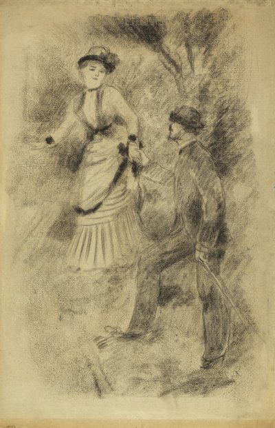 A Descida da Cúpula: Jean Martin Steadies Hélène, a Filha do Banqueiro, 1881 de Pierre Auguste Renoir