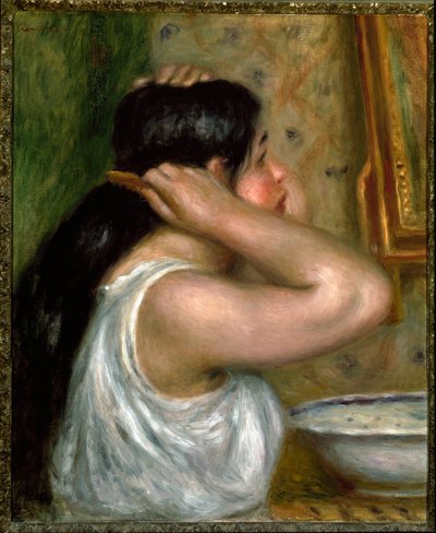 O banheiro: a própria mulher pintando (óleo sobre tela de Pierre Auguste Renoir