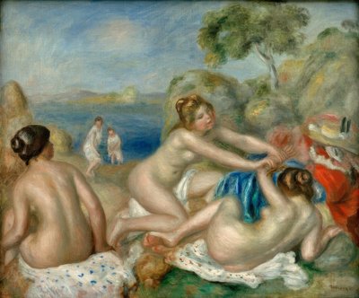 Três banhistas com caranguejo de Pierre Auguste Renoir