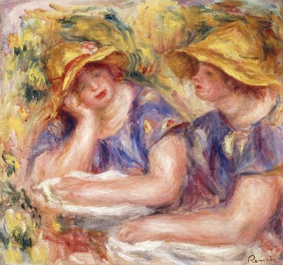 Duas mulheres em vestidos azuis de Pierre Auguste Renoir