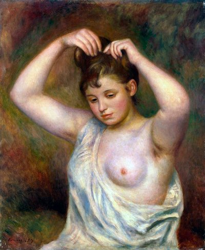 Mulher arrumando o cabelo, 1887. de Pierre Auguste Renoir